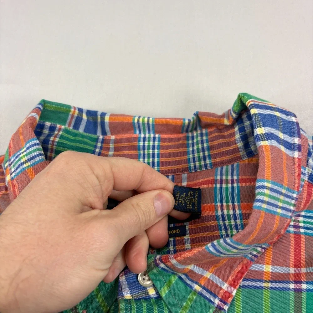 Polo‎ Ralph Lauren Shirt Mens 4XB Big Plaid Stretch Oxford Flesh Pony Button Up